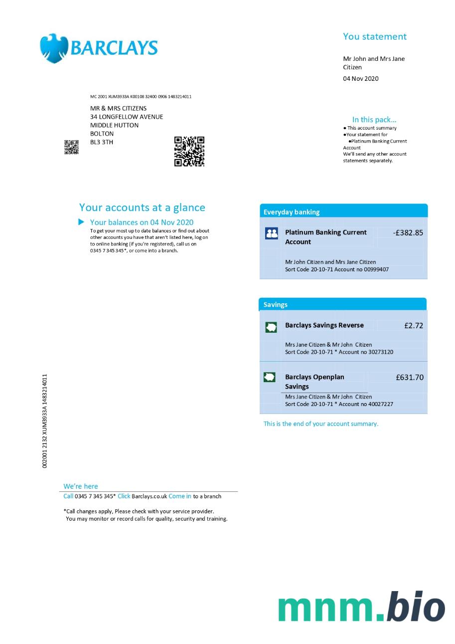 UK Barclays rachunek za media szablon w formacie Word i PDF